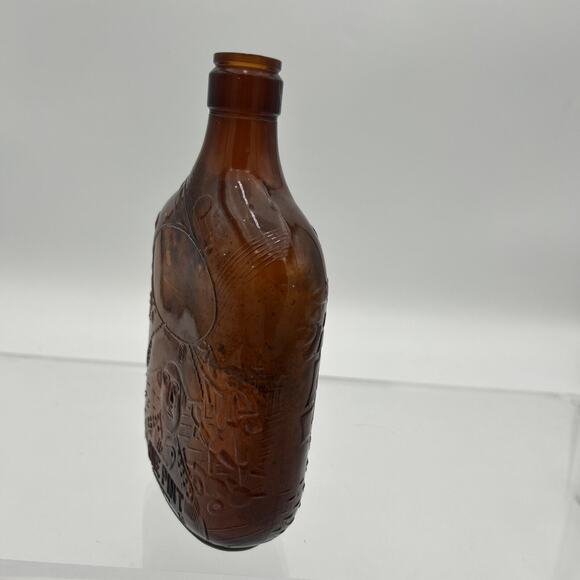 Vintage Amber Brown Bottle Embossed John Paul Jones 1 Pint Whiskey Flask 7.5” - Picture 5 of 16